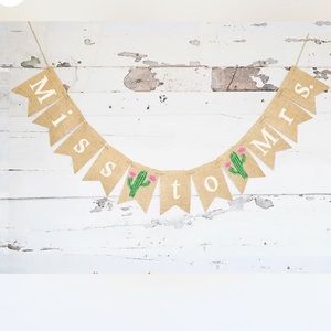 Miss to Mrs burlap cactus bridal shower banner